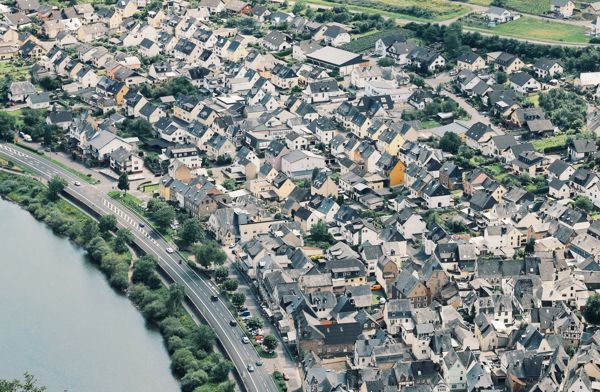 overhead view of town